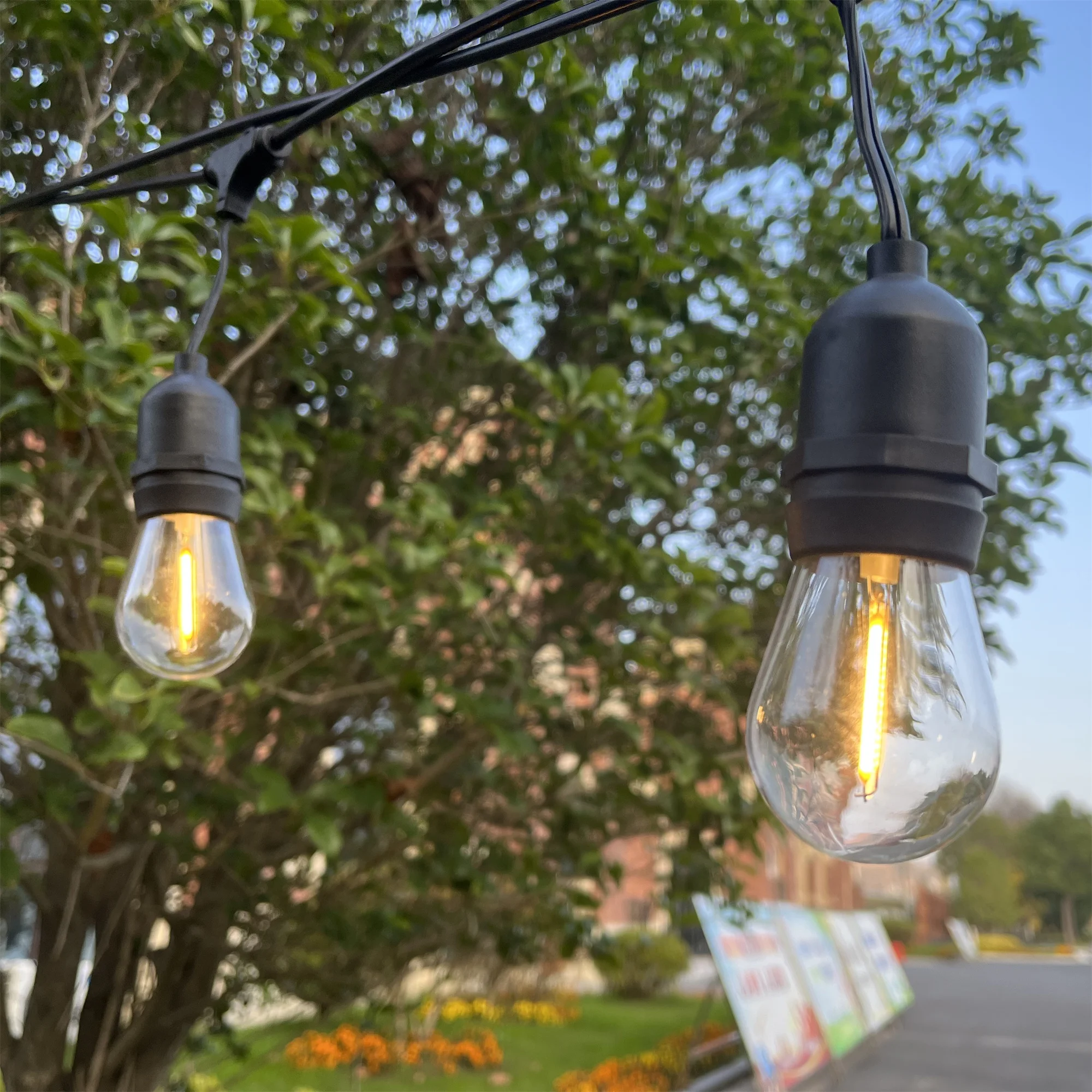 PVC Rubber Patio Connectable Outdoor Garden Cafe String Festoon Light with UK USA EU Plug