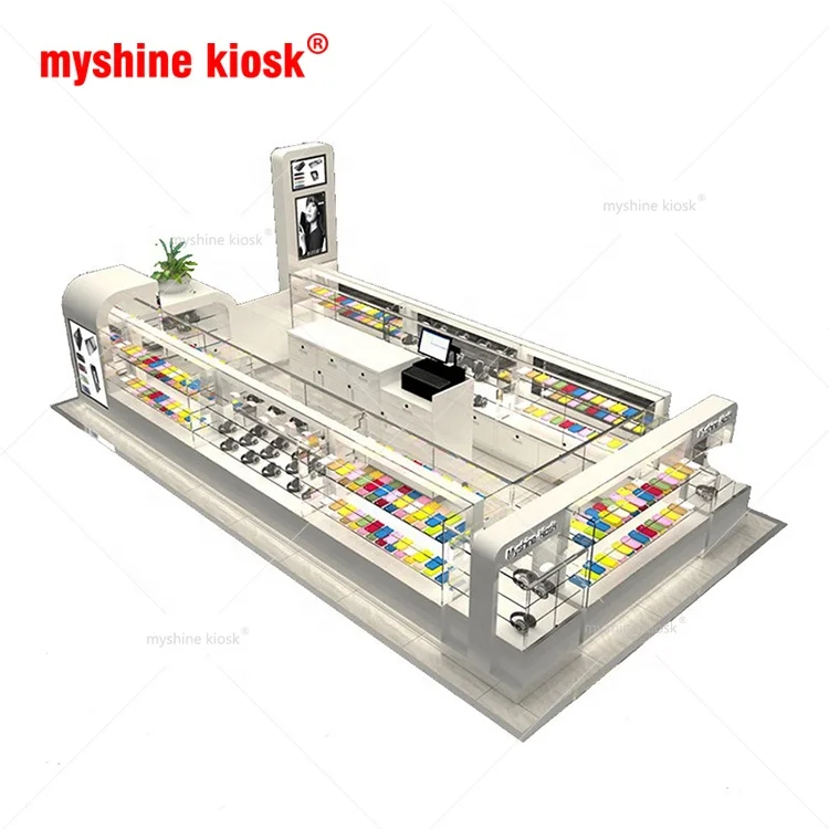 Retail Cell Phone Accessories Display Stand Phone Accessories Showcase mall kiosk for phone display showcase