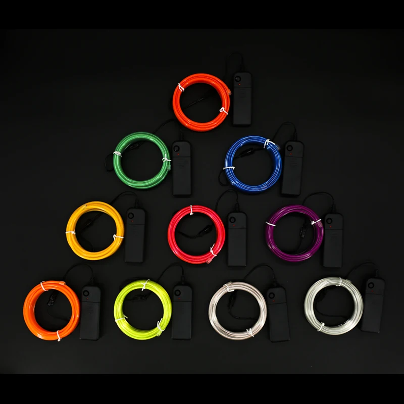 2.3mm 1 Meter EL Wire DIY Kit Factory Direct Price Wholesale Rush Delivery LED Light Neon Rope Craft Strip AA Battery Case