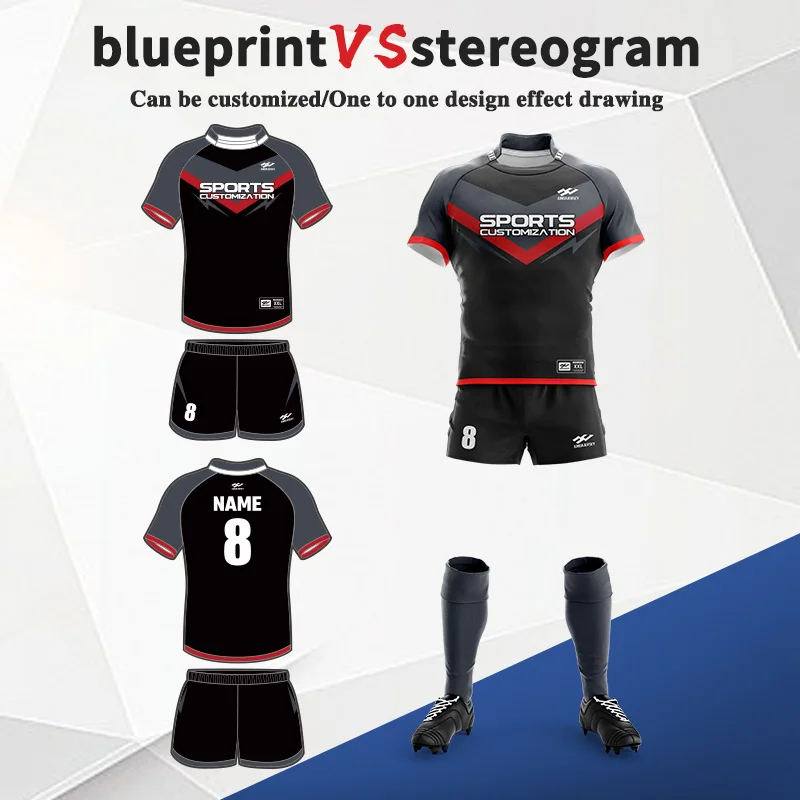rugby jersey breathable and quick-drying rugby jersey training and competition rugby jersey