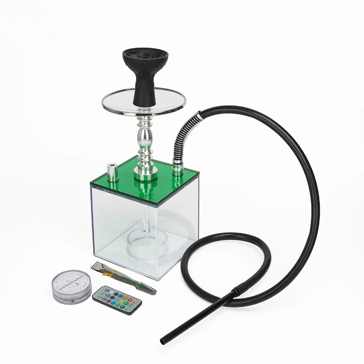 transparent clear high quality square flash light hookah shisha