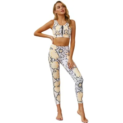 Sexy Leopard Printed Fitness Yoga Leggings Plus Size High Waist Yoga Sets Women Leopard Yoga Sets Apparel