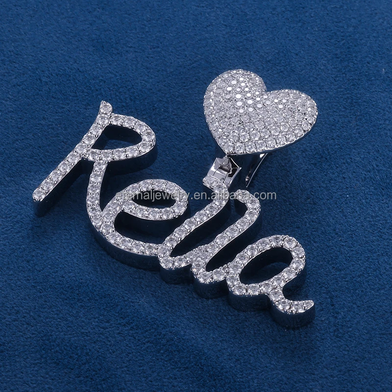 Customized S925 Silver 10K 14K 18K Solid Gold Charms D VVS Moissanite Diamond Letter Name Logo Pendant