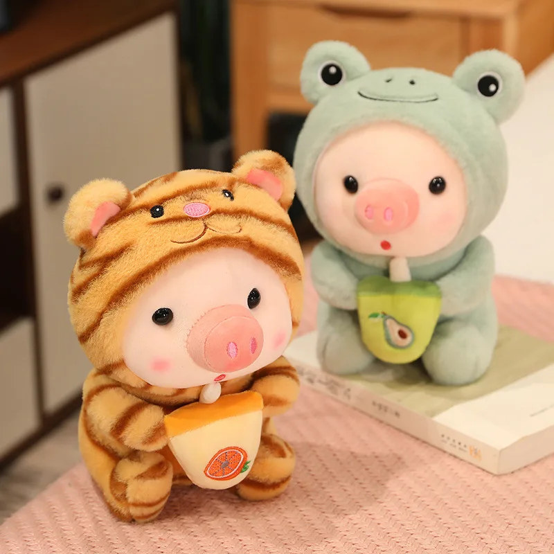 New Stuffed Animals Bubble Bobba Milk Tea Pig Plush Toy Pillow Bobba Plushie Doll