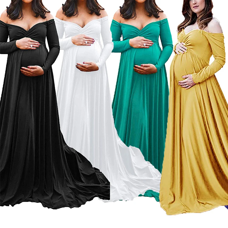 RTS women maternity dress off shoulders half circle photoshoot gown elegant dresses