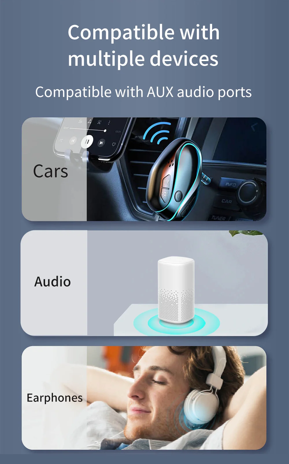 Новый дизайн Aux bluetooth адаптер автомобильный портативный беспроводной передатчик громкой связи 5 3 аудио приемник