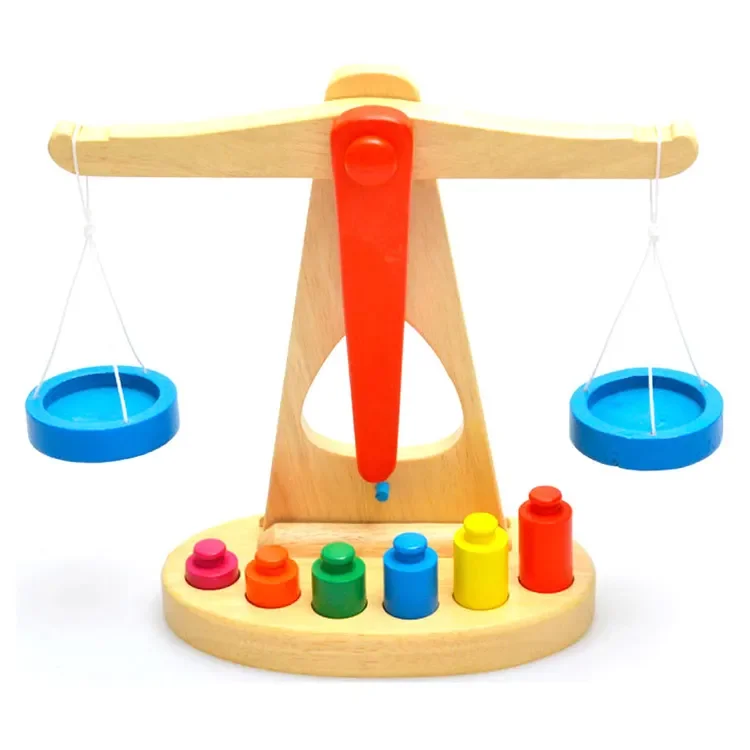 DIY Custom Wood Multicolor Motessori  Knobbed Cylinder Blocks Teaching Balance Scales Educational Baby Toys