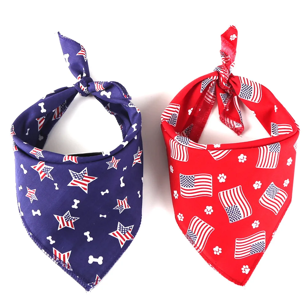 Pet slobber American flag square towel triangle for dogs and cats