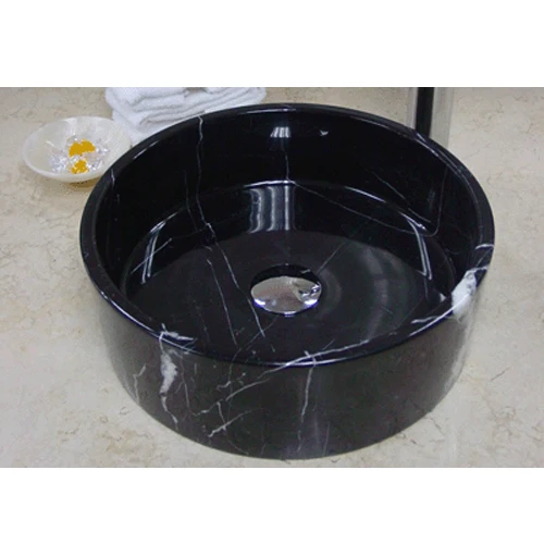 Natural Stone Hand Wash Basin Sink Black Marble Basin