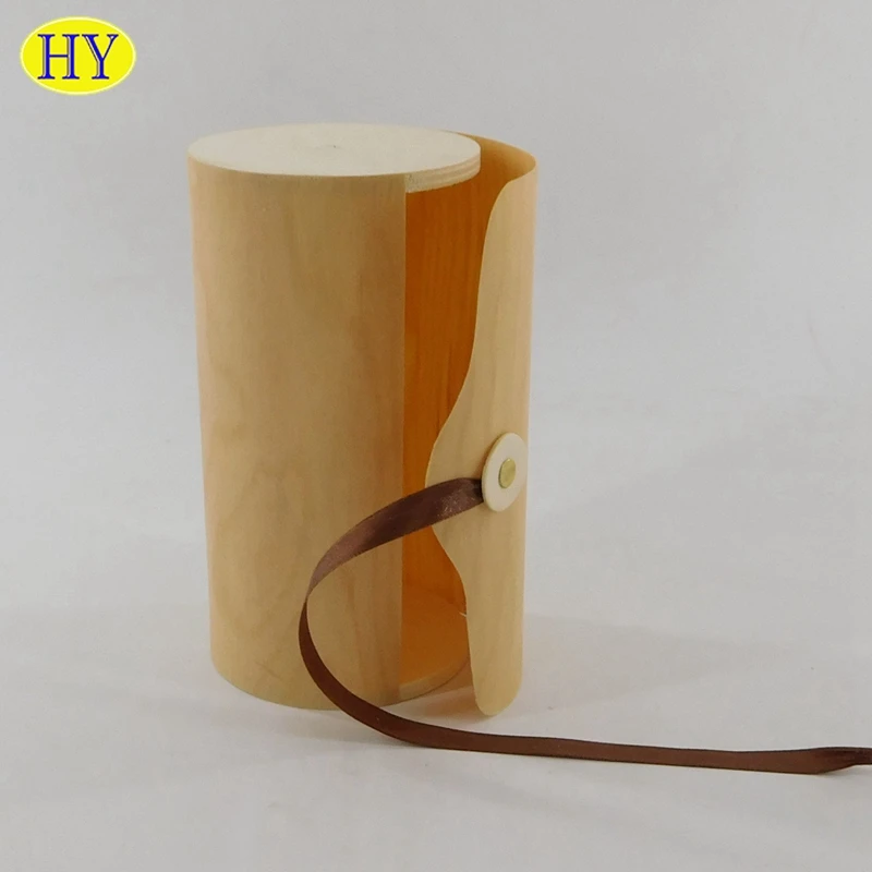 Round Tube Birch Veneer Soft Bark solid wood storage case Cylindrical gift crafts pack Wooden Packaging Box