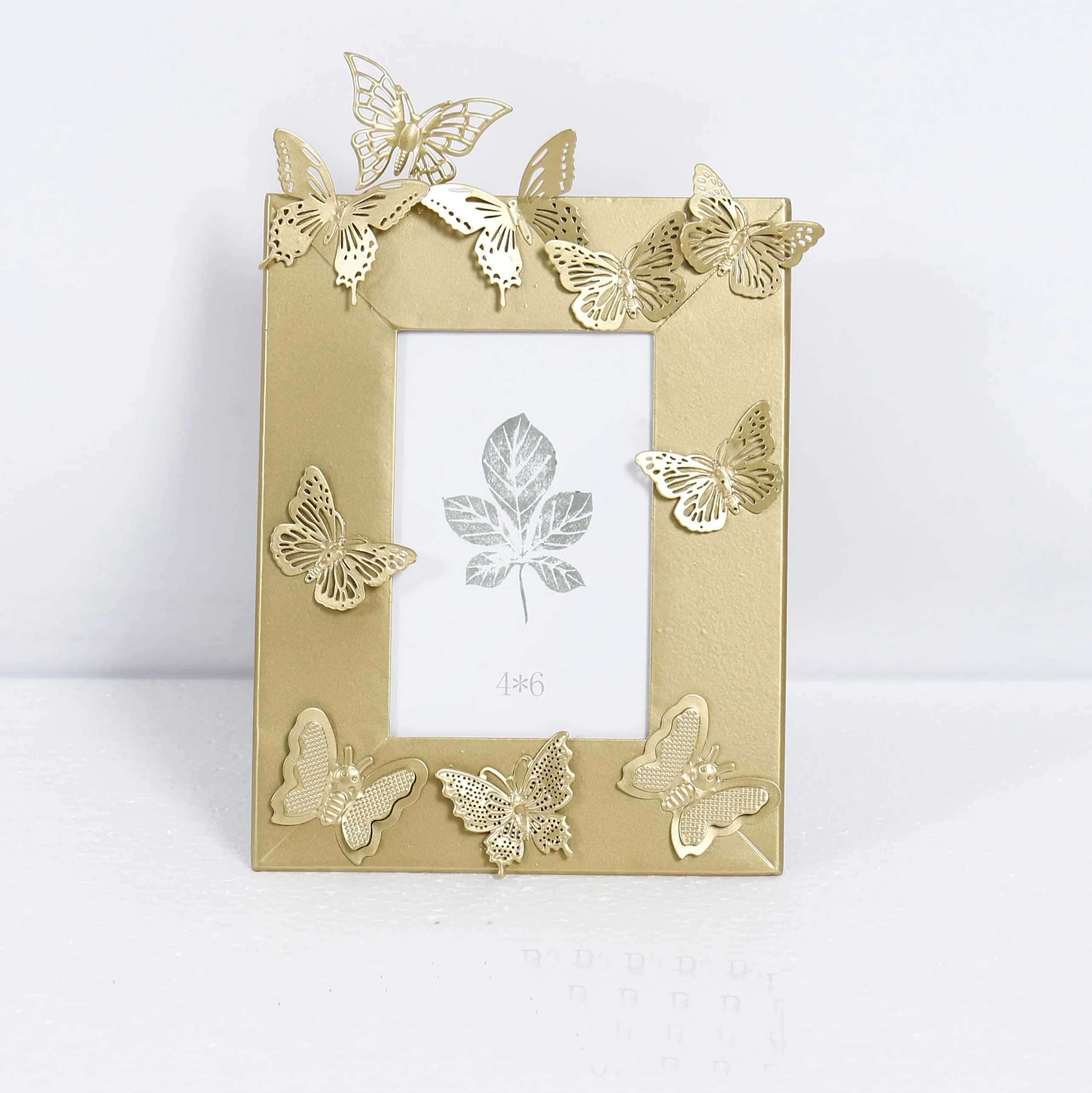 table photo frame metal custom popular modern creative butterfly home decor  golden metallic photo frame