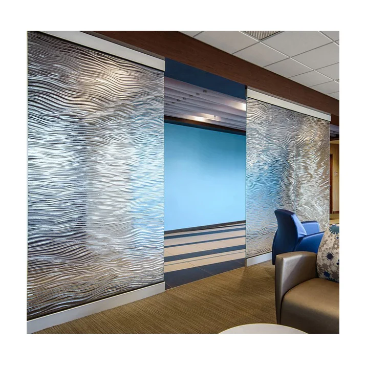 Hot Melt Tempered Fused Water Ripple Glass Partition Wall Prices