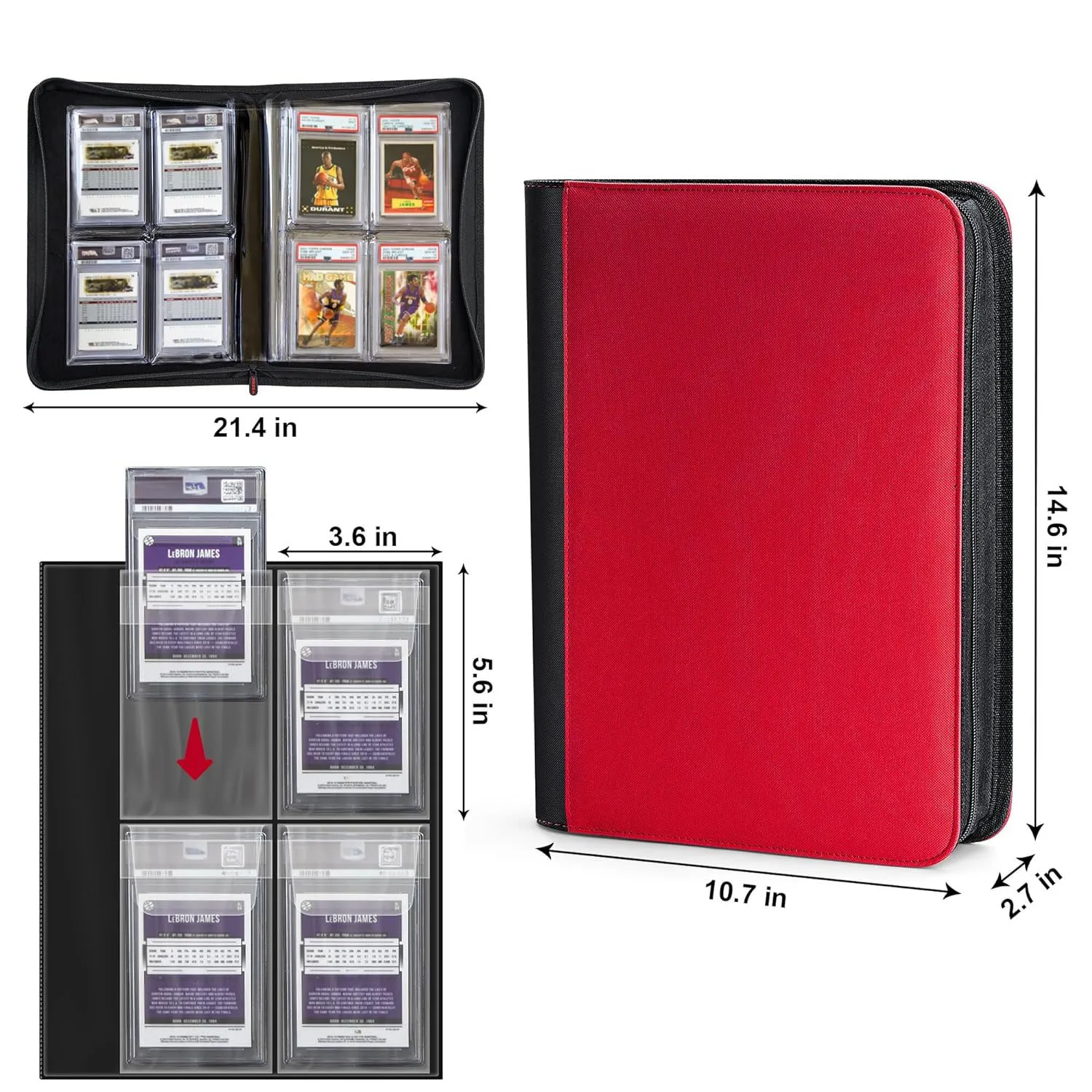 Graded Card Binder Holds 40 Slabs 4-Pocket Binder for Standard Graded Card Slabs