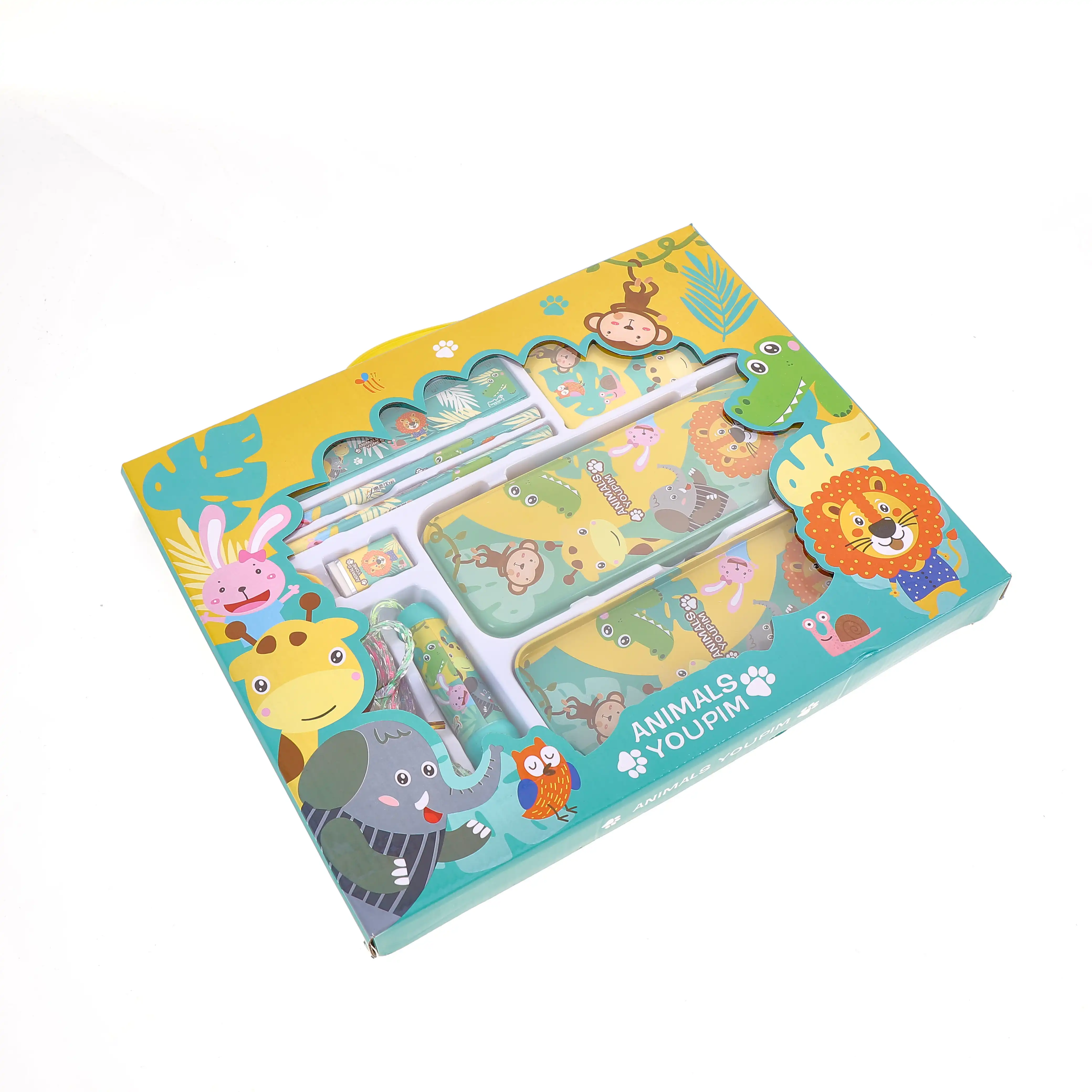 Promotional Custom Cute Rainbow Office Customized Multifunctional School Stationery Box Set For Girls