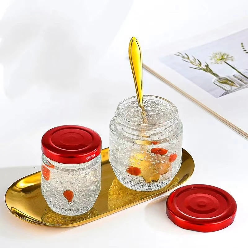 Wholesale transparent 50ml 75ml 100ml air tight honey syrup with cover  container glass jar