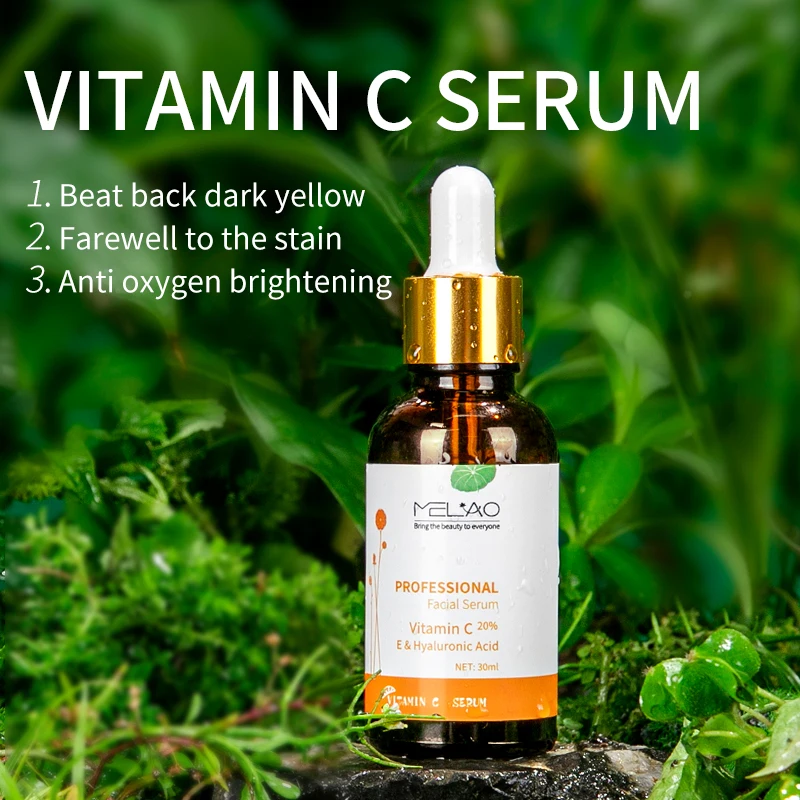 private label whitening vitamin c face serum skin care Brightening Anti Aging wrinkle Vitamin E Organic Aloe Vera facial serum