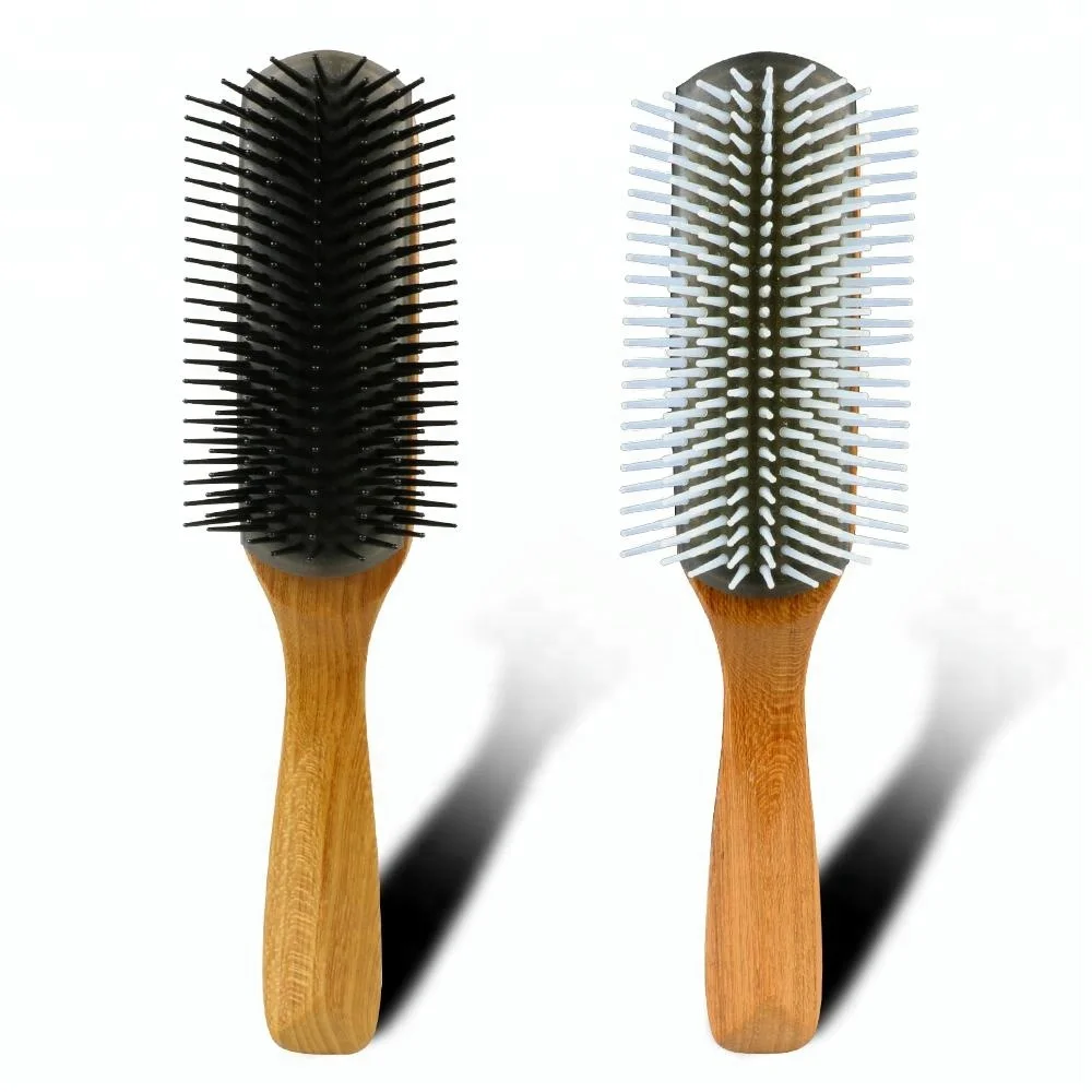 private label wooden handle comb detangling hair brush