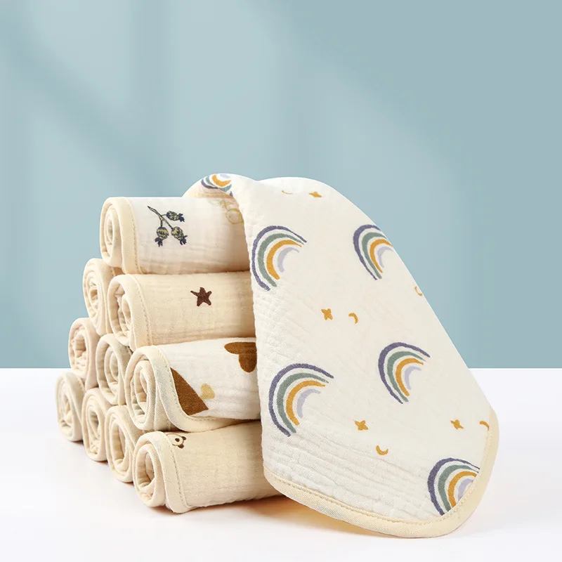 6 Layers Newborn Face Wash Towel Quick-Dry Cotton Printed Baby Burp Cloths Baby Blanket Handkerchief Towels Baby Washcloths