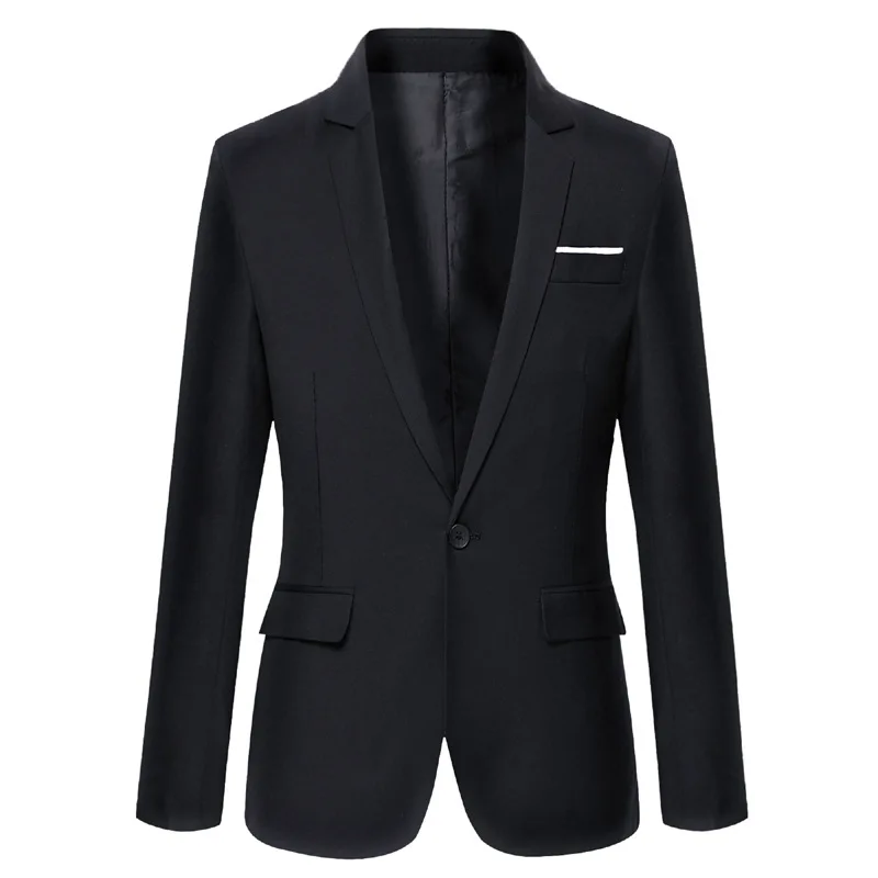 Mens Korean slim blazer Solid Color blazer Suit Office Jacket black plus size Male blazers Mens coat
