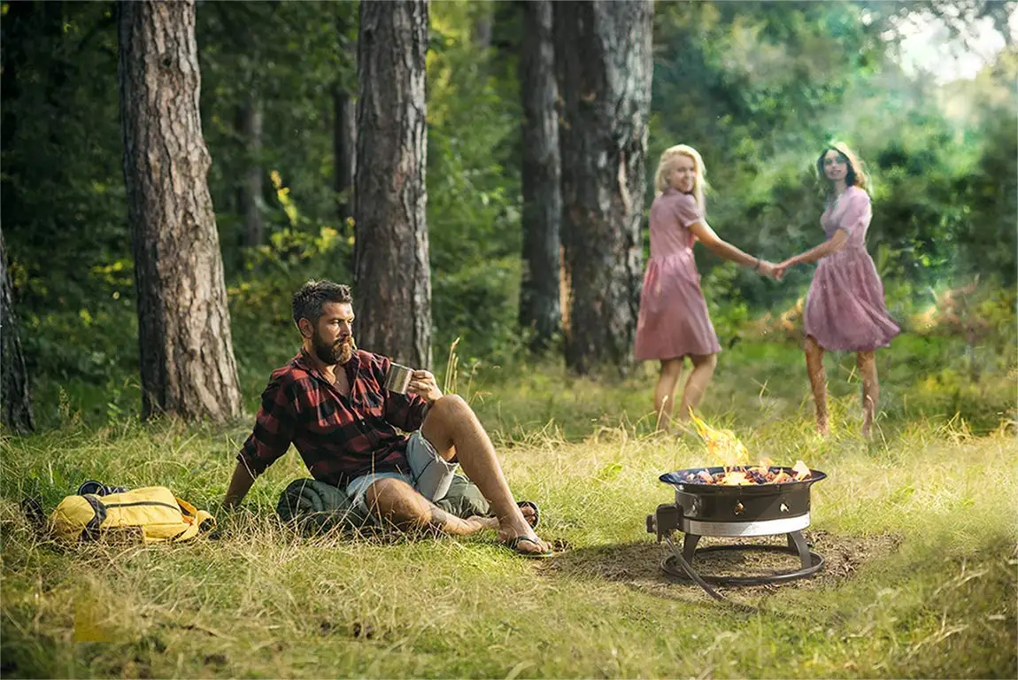 AJUNION Outdoor Portable Fire Pit Gas 58000 BTU Propane Fire Pit for Camping