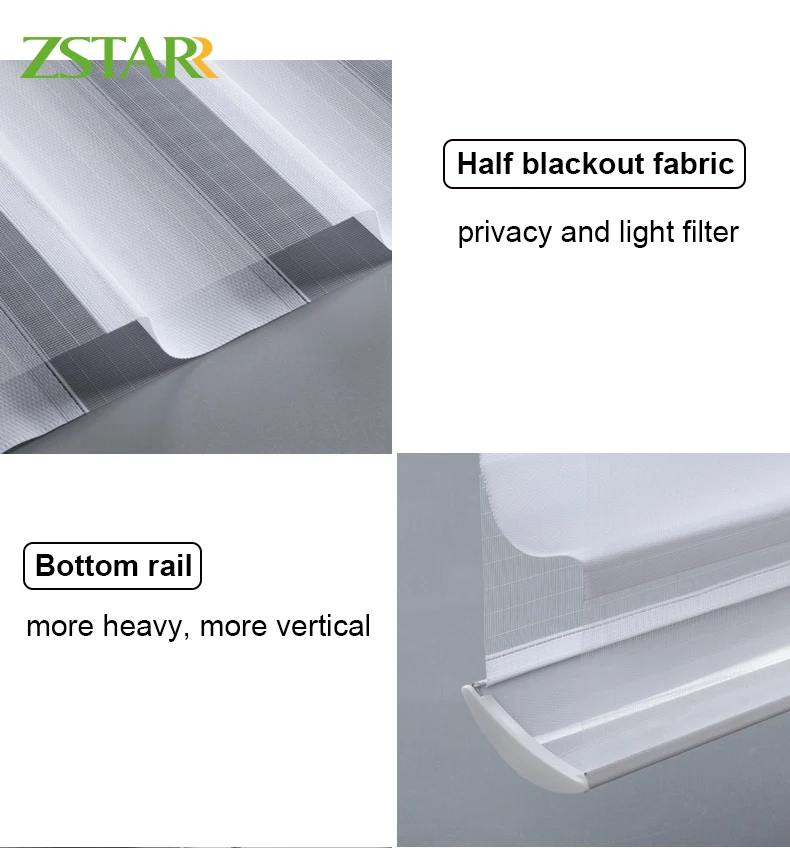 ZSTARR electric curtain blinds motorized Shangrila striped sheer blinds cordless automatic blinds