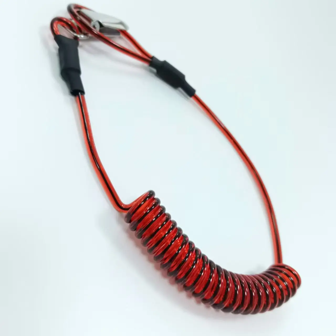 customized TPU spring Steelwire ropes with loop end hard hat coil tether steel cord Tools  coiled braided lanyard