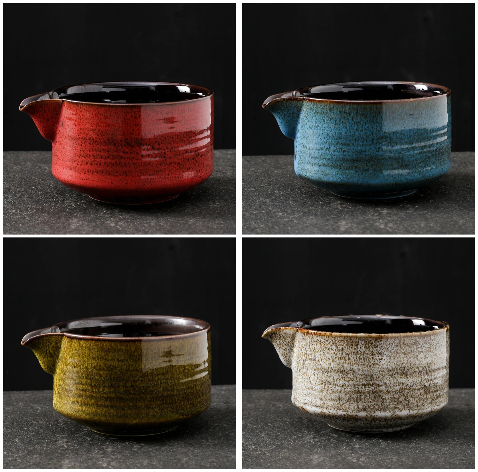 Matte White Ceramic Matcha Tea Bowl with Pouring Spout Ceremonial Accessories Matcha Tea Cup Set Ceremony Chawan Matcha Bowl