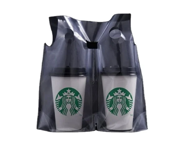 Disposable Custom Milk Tea/Coffe Tea Packaging Plastic Take Away Bag