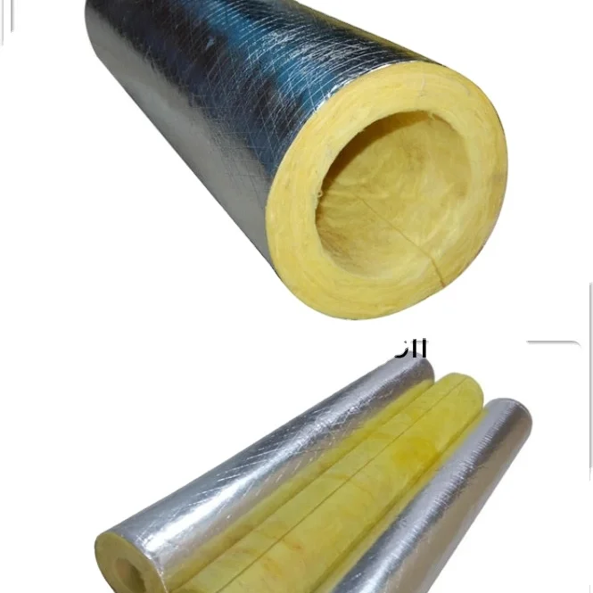 
High density fiber glass wool pipe insulation with white aluminum foil 