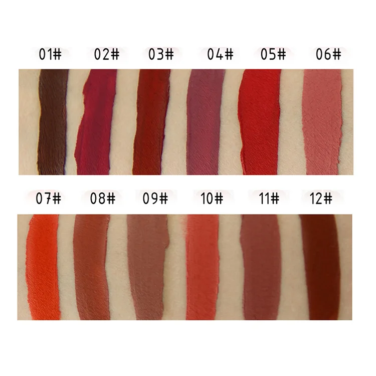 Low Moq Oem 12 Colors Gradient Round Tube Long Lasting Customized Logo Vegan Nude Liquid Private Label Matte Lip Stick Lipsticks