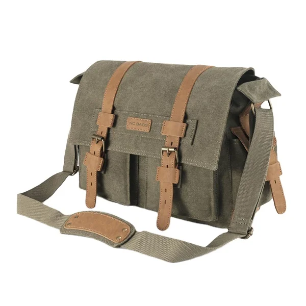 Camera shoulder bag canvas PU leather messenger bag,trendy dslr camera bag