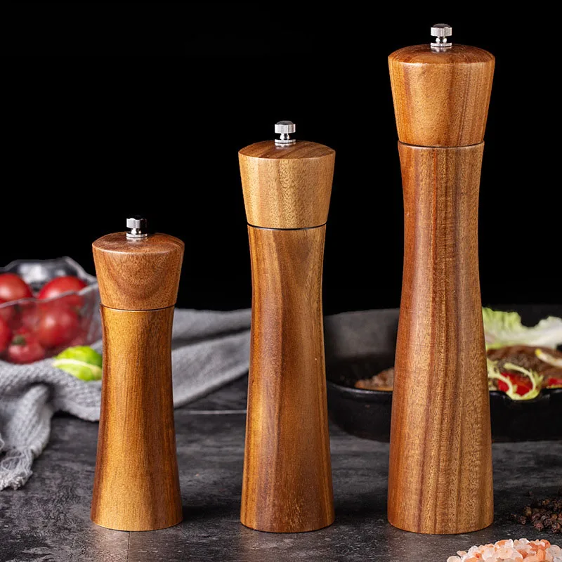 6/8/10 inch Wooden Pepper Grinder Mill Manual Acacia Wood Pepper Mill