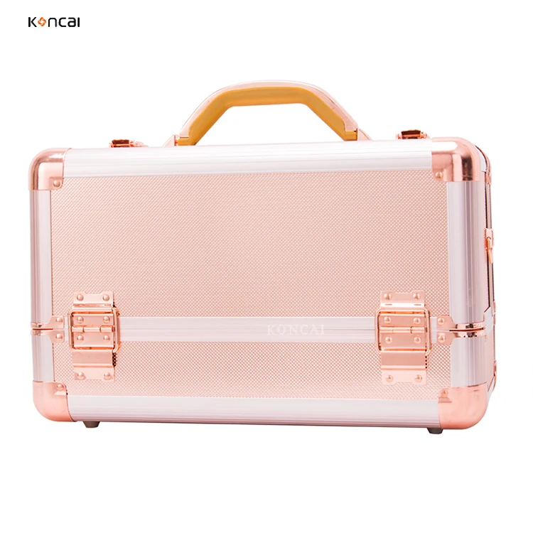 FAMA factory KONCAI Customized Fashion design high quality professional aluminum beauty box glitter makeup case travel portable beauty case