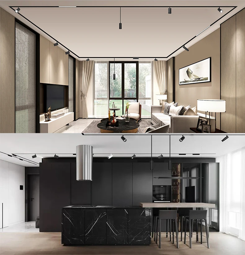 2*15W Double Head Suspended COB Led Lamp Shop Focus Retail Pendent Lighting Spotlight Magnetic Rail Tracking Light