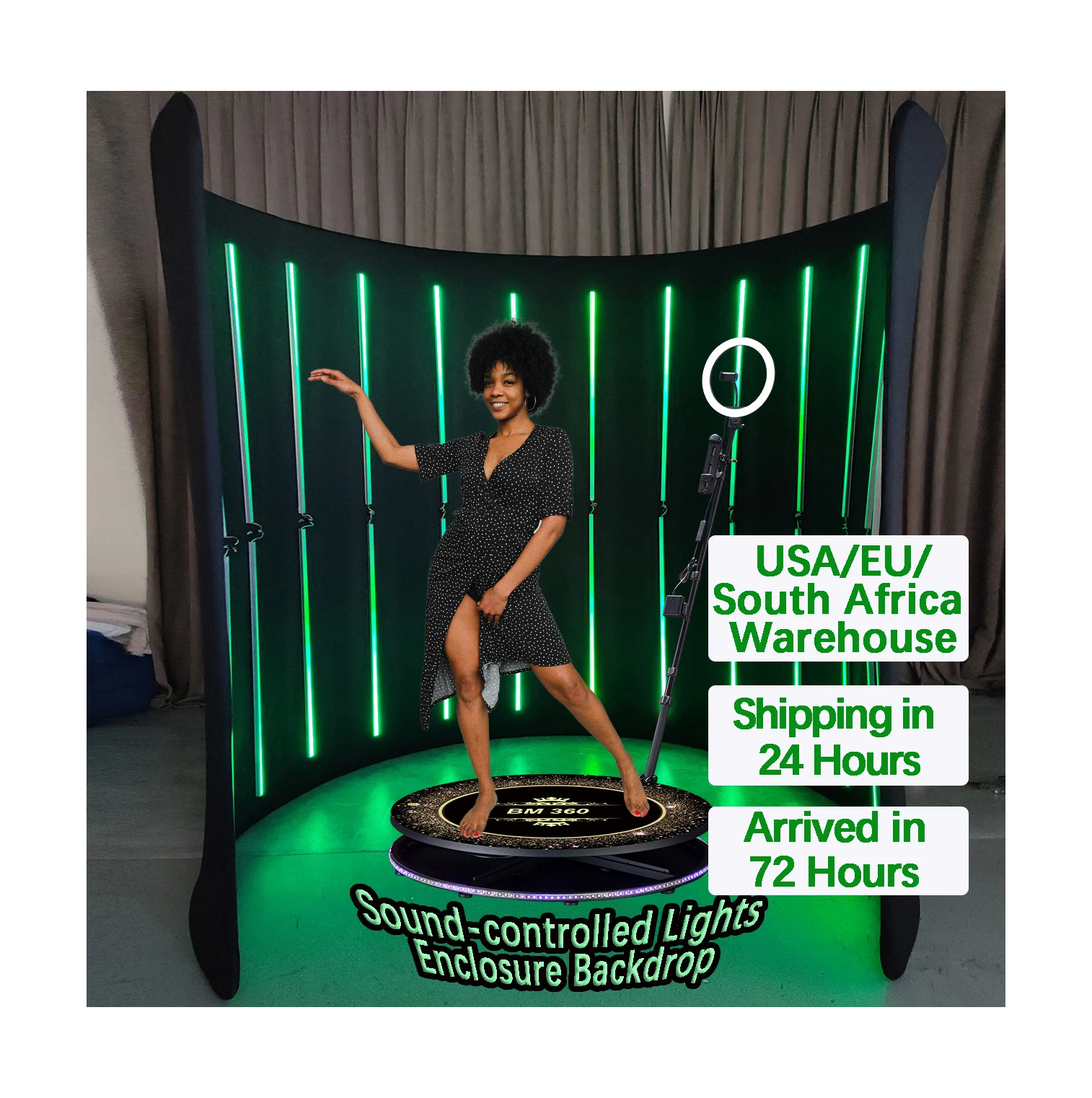 360 Photo Booth стеклянный баллон светодиодной кольцевой светильник для тележки камеры спин стенд