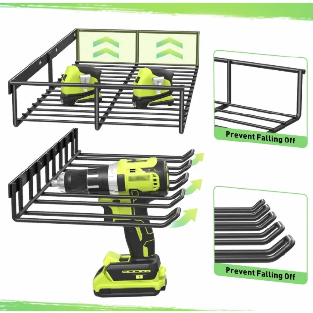 High Quality Metal Drill Holder Hand Power Tool Organizer Rack Wall Upgrade Wall Mount Garden Garage Tool Storage Organizer