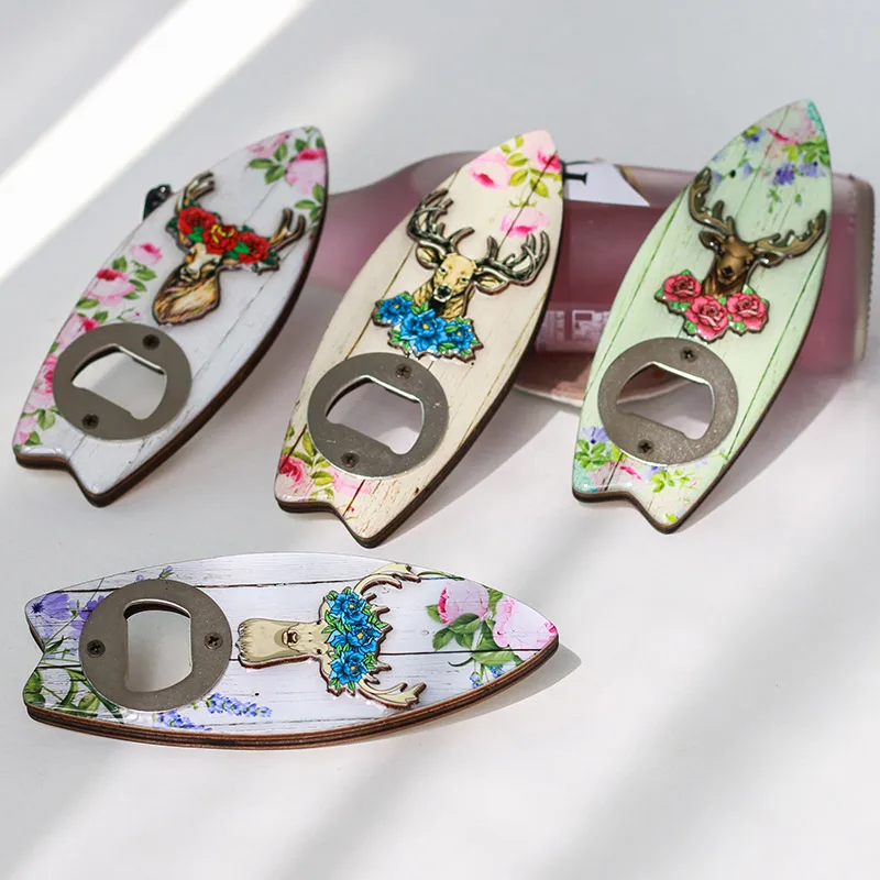 custom surf board  3D effect wood wine opener