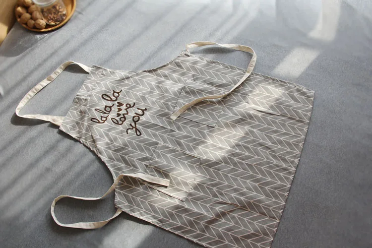 promotional kitchen cotton linen apron custom logo printed cooking apron