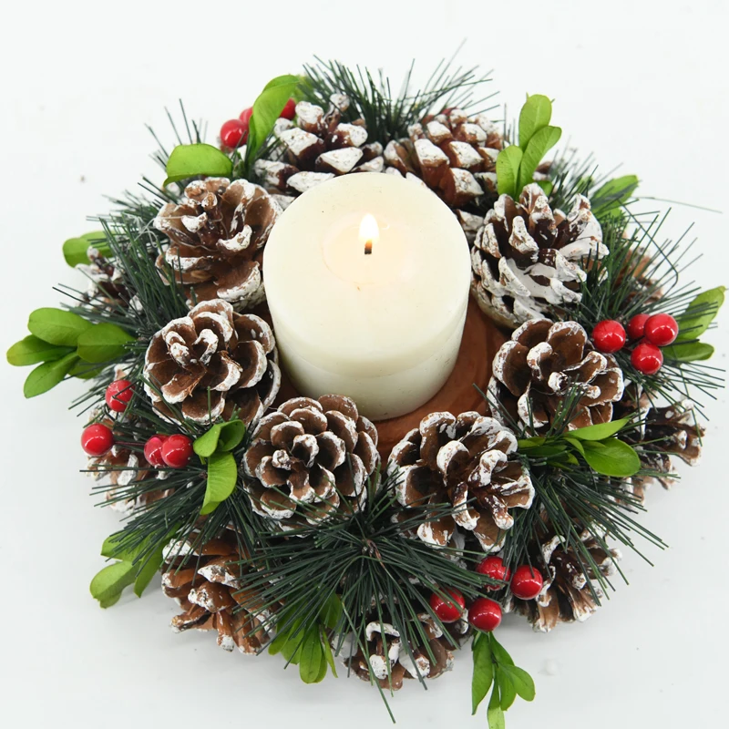 Продажа высококачественных подсвечников в форме венка из коричневой сосны для фестивалей