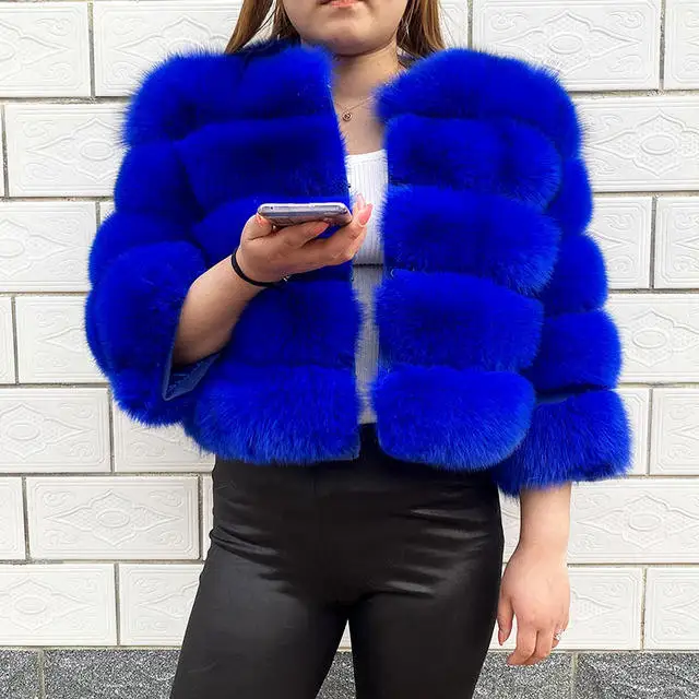 2023 Winter new style Fashion short real fox and natural raccoon fur Jacket Vest fur coat for women