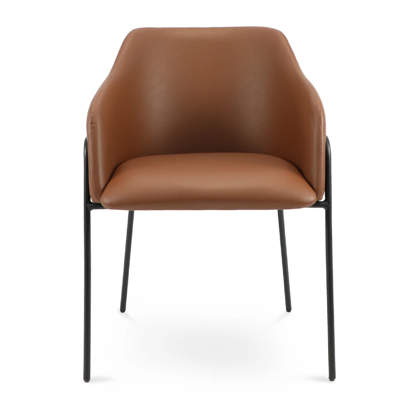 Upholstered Leather Chairs Brown Synthetic Leather  Dining Chair For Hotel