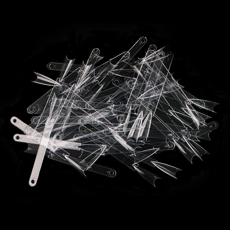 OEM/ODM 50 Tips Fan Shape Plastic Nail Color Display Tips Polish Board Display Practice Sticks with Metal Split Ring Holder