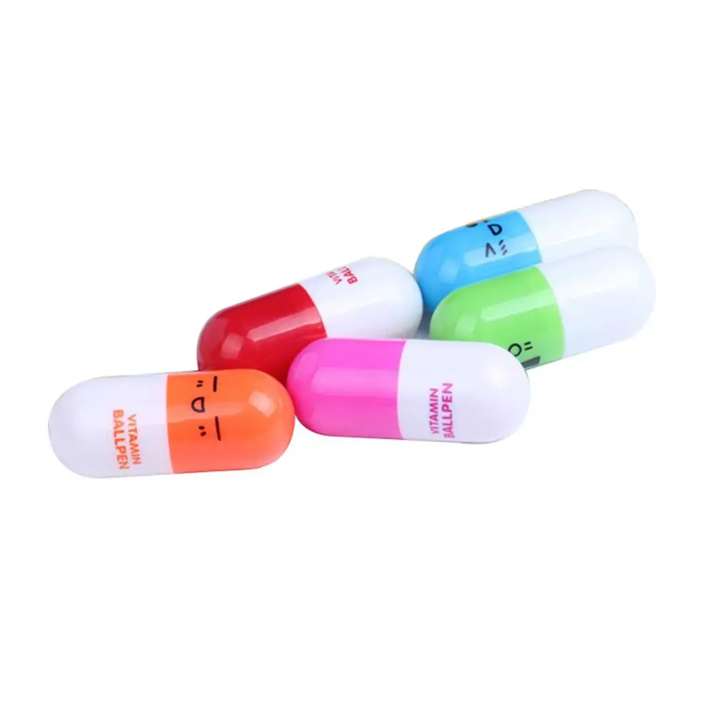 
Lovely Kawaii Pill Shaped Ballpoint Pen Cute learning stationery Student vitamin pill novelty pen 