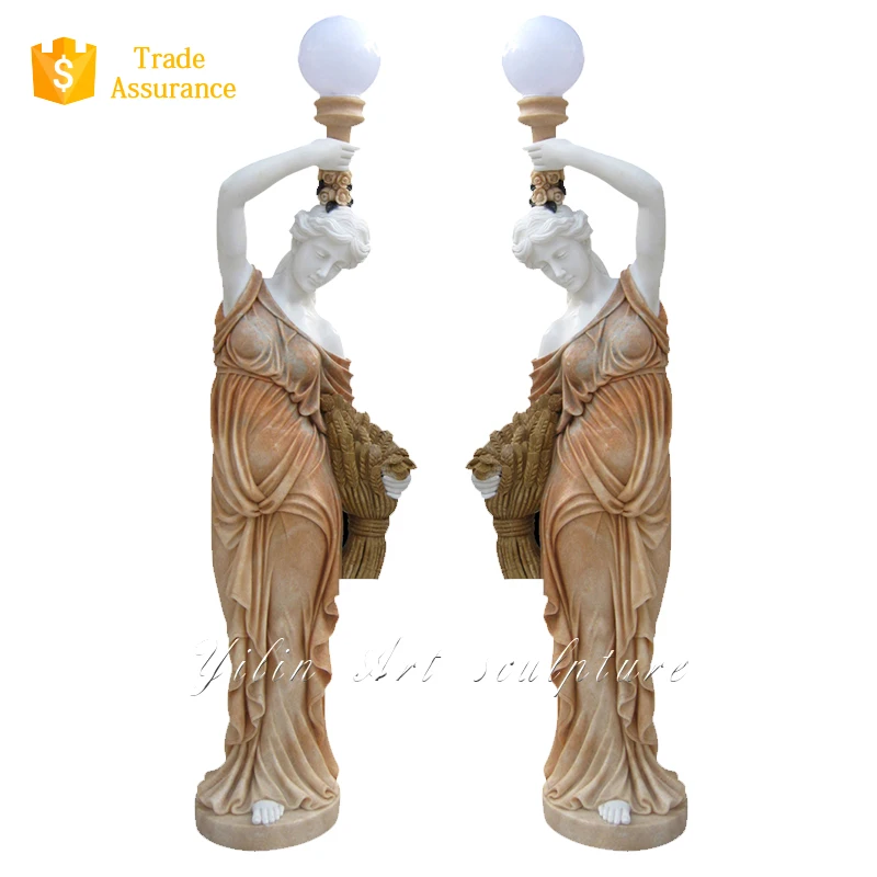 Outdoor Stone Lady Lamp Lighting Statue