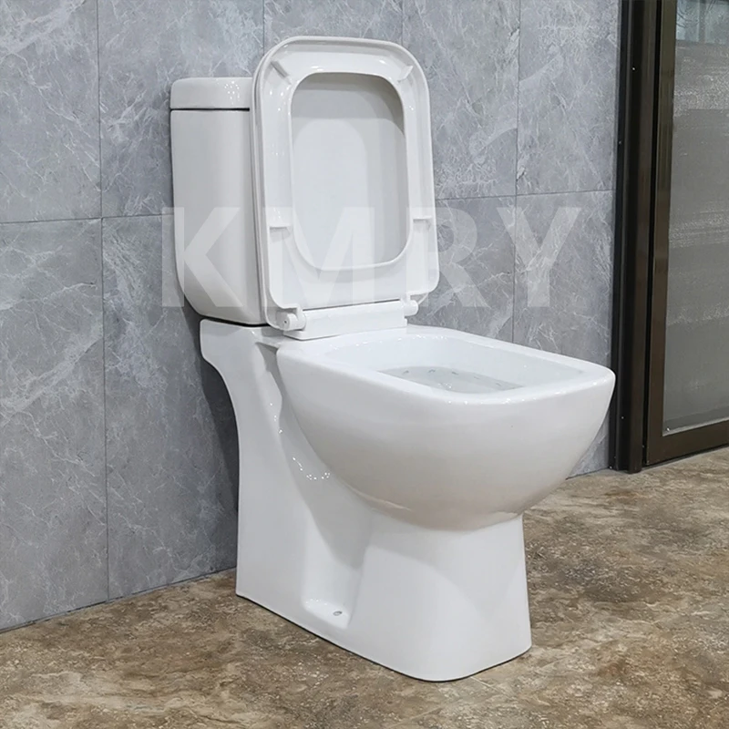2023 New Style Ceramic Bathroom Two Piece Side Flush Rimless Toilets Ceramic Two Piece Toilet Equipment