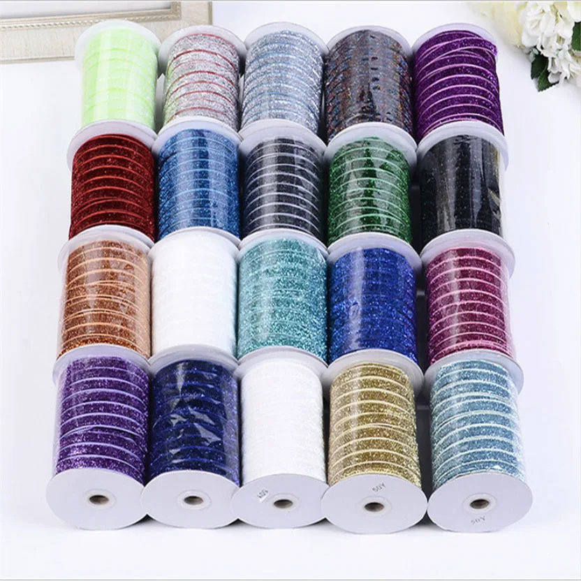 1 inch single face non-elastic  velvet glitter ribbon