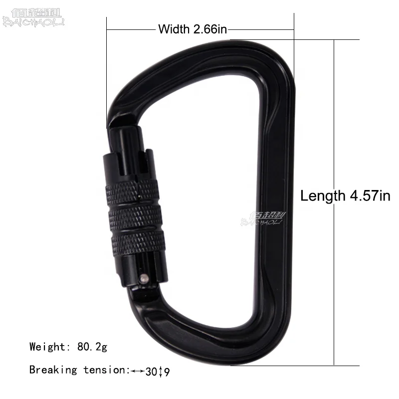 Baichaoli 7075  Aviation Aluminum Automatic locking carabiner hooks