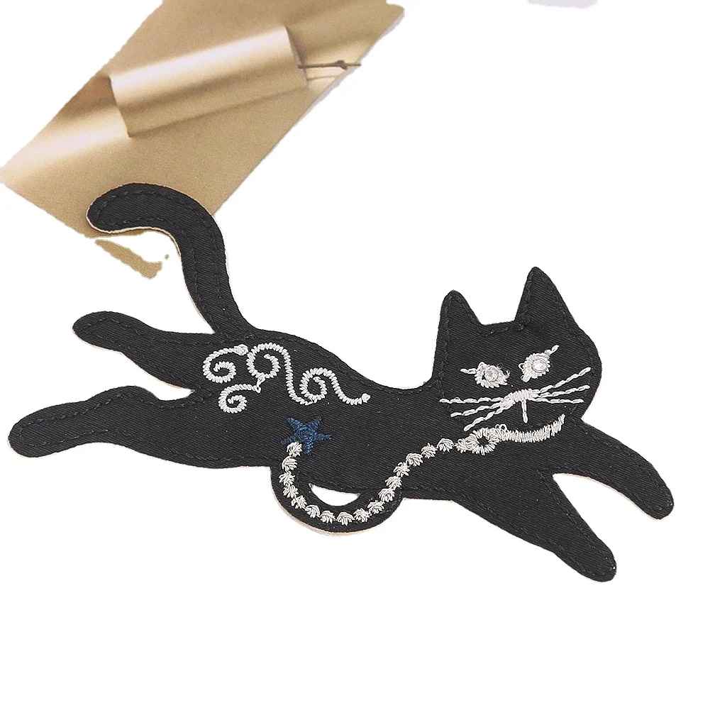 Creative personalized clothing accessories Embroidered patch black collar aristocratic cat cloth patch