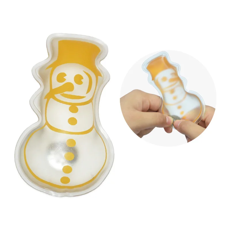 Transparent PVC Produced Portable Reusable Customized Snowman Heat pad Instant Heat Pack Metal Hand Warmer