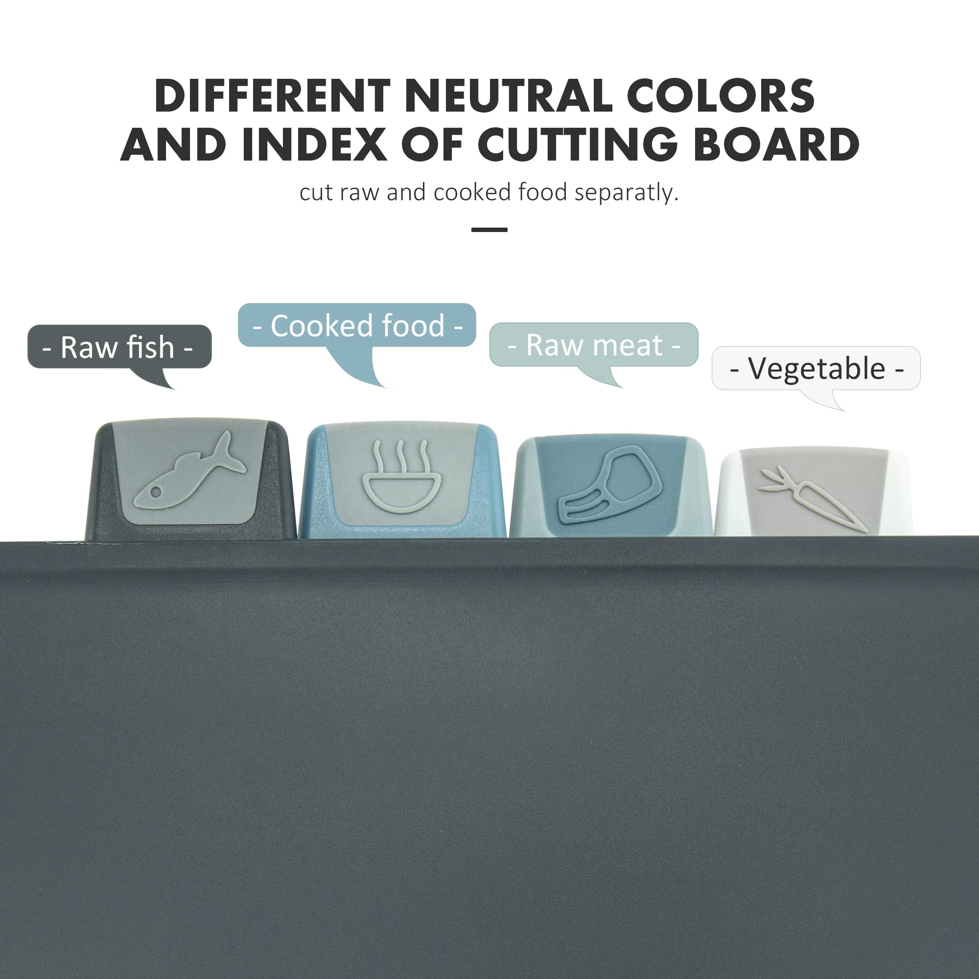 Hot sales 4 piece PP Chopping Board Set Non-Slip BPA Free Food Safe Plastic chopping board with Bracket
